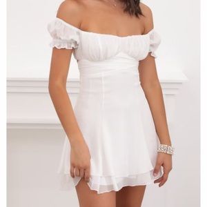 Lucy in the Sky white shimmer mini dress